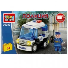 Конструктор ПОЛИЦЕЙСКИЙ на машине, 64 дет. Город мастеров 30039-PZ