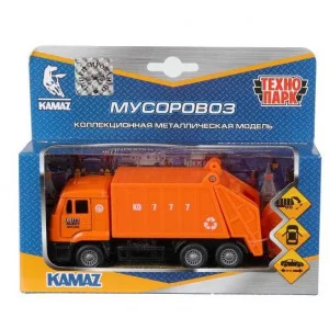 Машина металл KAMAZ МУСОРОВОЗ, 12 см, двери., подвиж.дет., инерц. Технопарк 394833