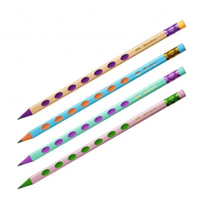 Карандаш ч/г Berlingo "Metallic Ergo" HB, пластиковый, трехгранный, с выемками, заточен., с ластиком, PET-бокс 363755