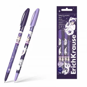 Набор из 4 ручек шариковых ErichKrause Neo® Stick Space Anime 0.7, Super Glide Technology, цвет чернил синий (в пакете) 61015