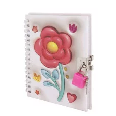 Подарочный блокнот 11,0 см * 15,0 см , гребень, Alingar, ламинация, эффект 3D, замочек, 46 л., клетка, "Пион" AL11788