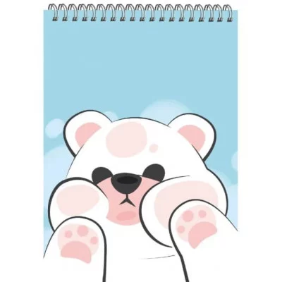 БЛОКНОТ А6, 60л. Гребень. Обложка мелованный картон. Клетка Белый медвежонок Б2ЛСК660308