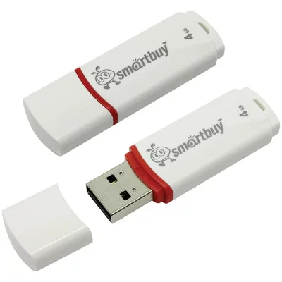 Флэш-диск 4 GB, SMARTBUY Crown, USB 2.0, белый, SB4GBCRW-W