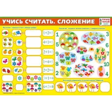 Плакат а4 "Учись считать. Сложение" (Пиши-стирай) Мир поздравлений 70889