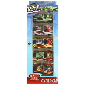 Машина металл ROAD RACING набор СУПЕРКАР 7,5 см, 5 шт,в ассорт Технопарк 369050