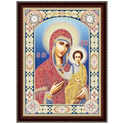 Алмазная мозаика 30х40 см с подрамником c част. зап. (блест) Икона Божией Матери №7 (Арт. BH045)