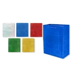 Пакет подарочный S 1493 бум. голограф., 32х26х13 см, цв. золотой,серебристый,красный,синий,зеленый