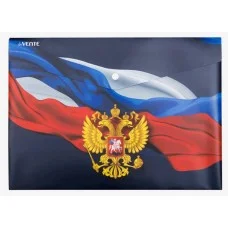 Папка-конверт на кнопке "Герб" A4 180 мкм, непрозрачная с рисунком, индивидуальная маркировка 3071218