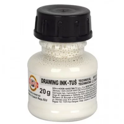 Тушь акриловая плакатная Koh-I-Noor, 20гр, белая, флакон 308730