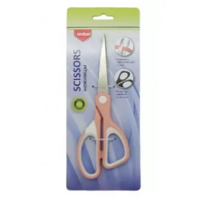 Ножницы INTELLIGENT DE-238 210мм, с анатомическими пластиковыми ручками с резиновыми вставками, белые с синим, на блистере 330763