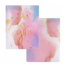 Папка с 30 вкладышами Alingar А4 310х235 мм пластик 400 мкм мраморный дизайн с надписью "Ready" розовый 1шт AL12805/1