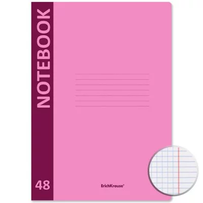 Тетрадь общая ученическая с пластиковой обложкой на скобе ErichKrause CoverProBook matt Neon розовый А4 48 листов клетка 48224