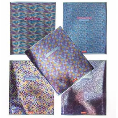 Тетрадь 80л А5ф клетка 65г/кв.м на скобе  металлизиров.картон  серия -METALLIC- ТК813