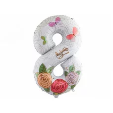 Шар К ЦИФРА 8 40 МАРТА Розы (цена за 1шт.) 1207-3591 11\1605