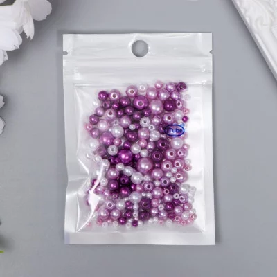 Бусины для творчества пластик "Круглые. Ассорти фиолетовое" d=3-8 мм, набор 10 гр 7459636