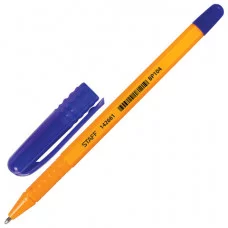 Ручка шариковая STAFF, шестигранная, корпус оранжевый, узел 1мм, линия 0,5мм, синяя, BP104, 142661