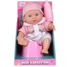 Пупс 20см, горшок, бутылочка, в дисплее КАРАПУЗ  381749