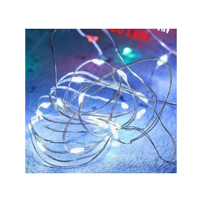 Новогоднее украшение Гирлянда-проволока 1,9 м, 20 белых ламп, на батарейках 2*CR2032 НУ-3653