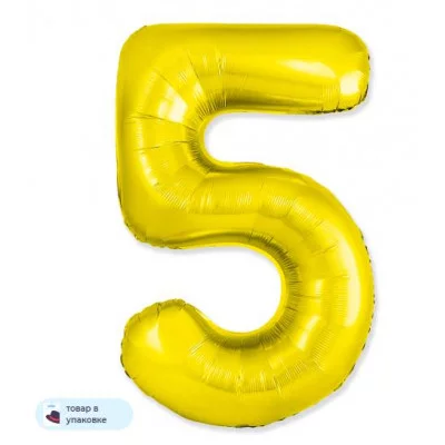 Шар (40\'\'/102 см) Цифра, 5 Slim, Золото, 1 шт. в уп. B901915O