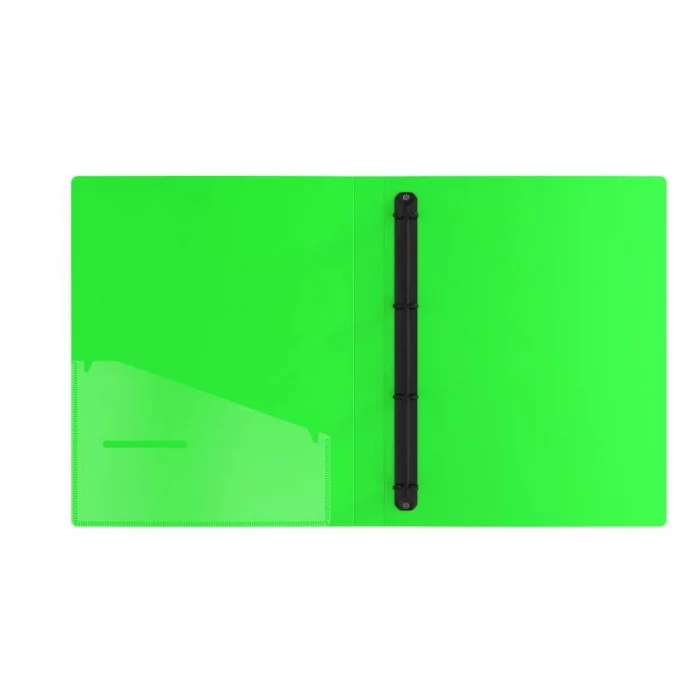 Папка на 4 кольцах Berlingo "Your Way", 24мм, 600мкм,  зеленый неон, D-кольца, с внутр. карманом 372830