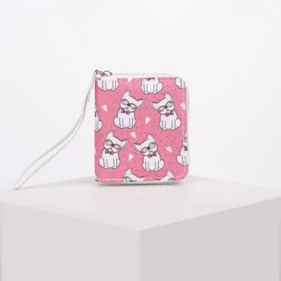 Кошелек дет 07-01-01, 9,3*2,5*10,5, Собачки, отд на молнии, розовый