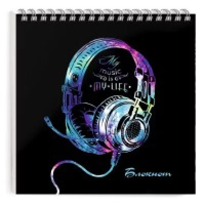 Блокнот 140*140 60л клетка/гребень фольг Музыка ФЕНИКС+ 50840 118626