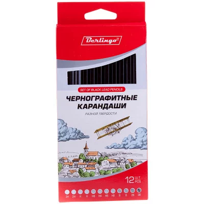 Набор карандашей ч/г Berlingo, 12шт., 3H-3B, заточен., картон. упак., европодвес BERLINGO_ 231867