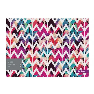 Папка-конверт на кнопке Berlingo "Exotic" А4, 180мкм, с рисунком 327127