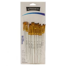 Кисти набор 13 шт. Синтетика CK-157 Круглые (№1,3,7,9) и Плоские (№2,4,5,6,8,10,11,12,14) белая ручка, в ПВХ-пакете 320250