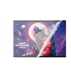 Альбом для рисования 40л., А4, на скрепке BG "Космические истории", пластиковая обложка 383115