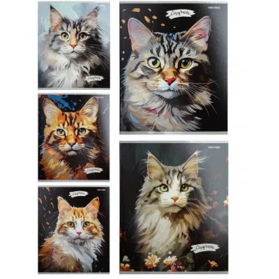 Тетрадь КЛЕТКА 48л. КАРТИНЫ С КОТИКАМИ (48-3916) твин-лак, цвет.мелов.обл. 48-3916