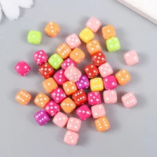 Бусины для творчества пластик "Игральный кубик" цветные набор 20 гр 0,8х0,8х0,8см 7811816