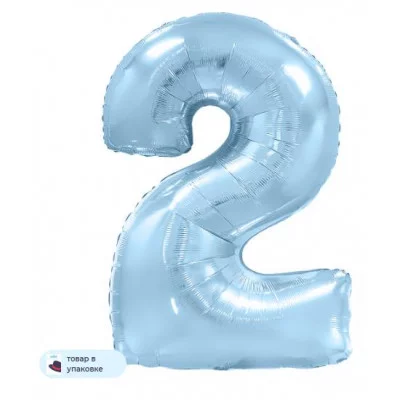 Шар (40\'\'/102 см) Цифра, 2, Голубой, Макарунс, 1 шт. в уп. B901762AB