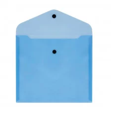 Папка-конверт на кнопке СТАММ А5+, 150мкм, пластик, прозрачная, синяя 343175