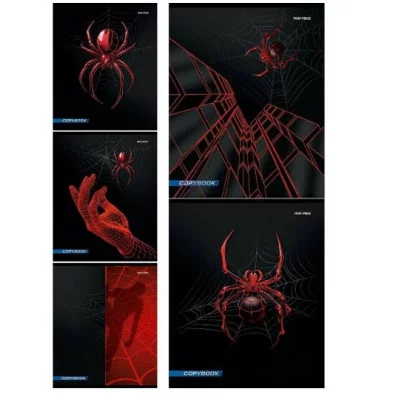 Тетрадь КЛЕТКА 48л. СПАЙДЕР черный (48-1550) цветная мелованная обложка 48-1550