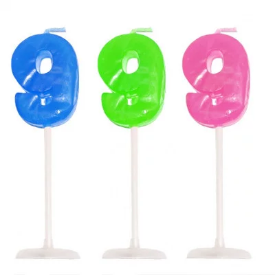 Свеча цифра "9", цв.асс 122916-9 265402