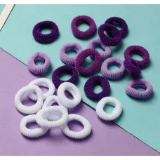 Резинка для волос "Махрушка спорт" (набор 100 шт) 1,5см фиолетово-белый 9732055