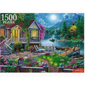 ПАЗЛЫ 1500 элементов. ФП1500-0680 ДОМИК У ЛУННОГО ОЗЕРА