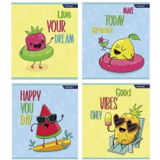 Тетрадь 36л., А5, клетка, Alingar "Crazy fruits", скрепка, мелованный картон (стандарт) , блок офсет AL10357