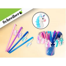 Ручка шариковая с игрушкой-подвеской ЕДИНОРОГ 2, в стакане, цв.чернил-синий