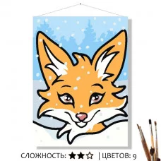 Картина по номерам на холсте 20х16 "Лисенок в снегу" Знайленд КН2015012