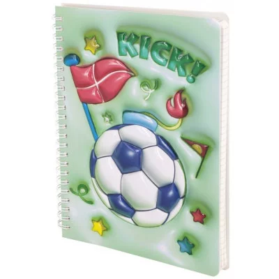 Подарочный блокнот 14,0 см * 21,0 см , 7БЦ, Alingar, PU, поролон, конгрев, эффект 3D, 80л., линия, "Футбол", зеленый AL11676