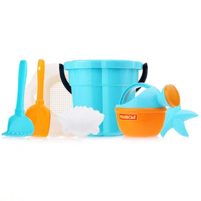 Набор №650 сафари: ведро-цветок большое, ситечко-цветок большое, лопатка №5, грабельки №5, формочки (ракушка №1 + морская звезда №2), лейка малая №4 93318