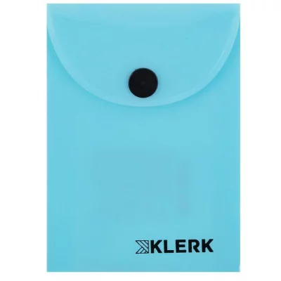 Папка-конверт на кноп А7 (75*105мм) 0,18мм KLERK Pastel 241318 непрозрачная голубая 241318