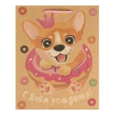 Пакет подарочный крафт m, 18*23*10 см 10527801