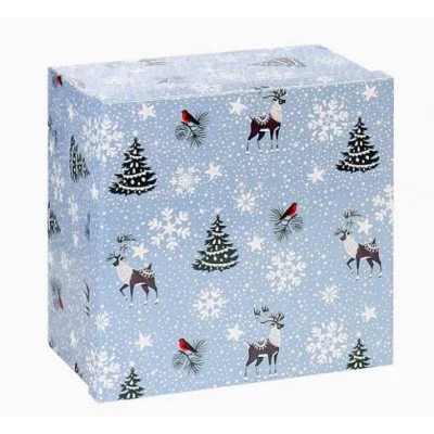 Коробка квадратная одинарная Зима в лесу 19,5х19,5х11 КОР-7856