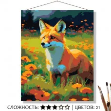 Картина по номерам на холсте 50х40 "Лисёнок и маки" Знайленд КН5040572