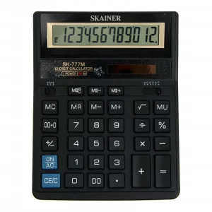 Настольный калькулятор SKAINER SK-777M (пл., 12 разрд., 2 пит., 2 пам., чер. 157 x 200 x 32 мм)(SDC-888TII)