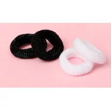 Резинка для волос "Махрушка блеск" (набор 24 шт) чёрный и белый цвет 4072275