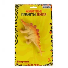 ТМ "КОМПАНИЯ ДРУЗЕЙ" серия "Животные планеты Земля" Игрушка-тянучка "Стегозавр" на подложке, цвет желтый. 17,2*5*28,4см JB0206609